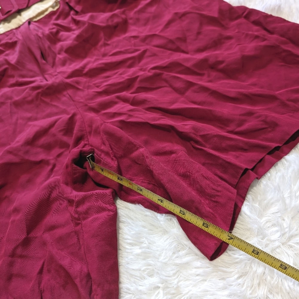 80s Vintage Scarlett Dark Pink & Cream Colorblock Belted Romper 13-14 - Picture 12 of 12